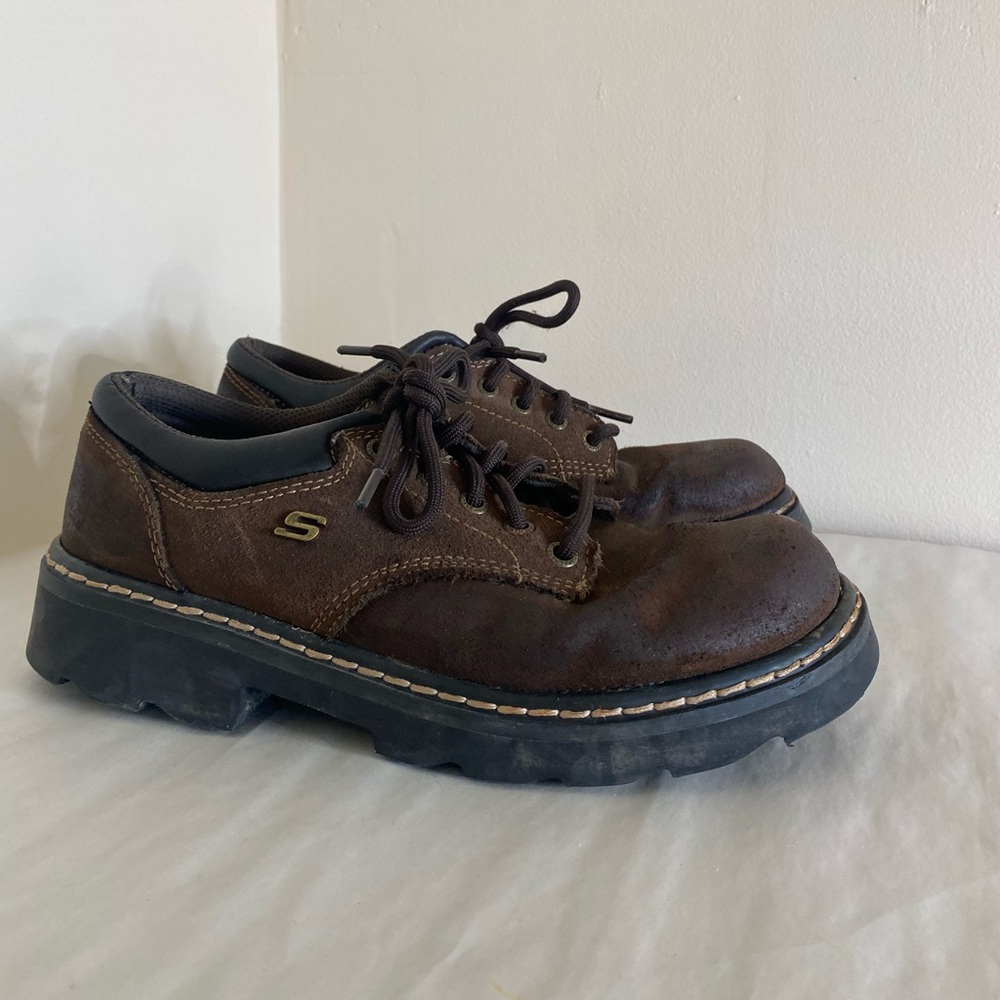 Skechers Vintage Y2K platform leather sneakers size 8 Doc style grunge 90s